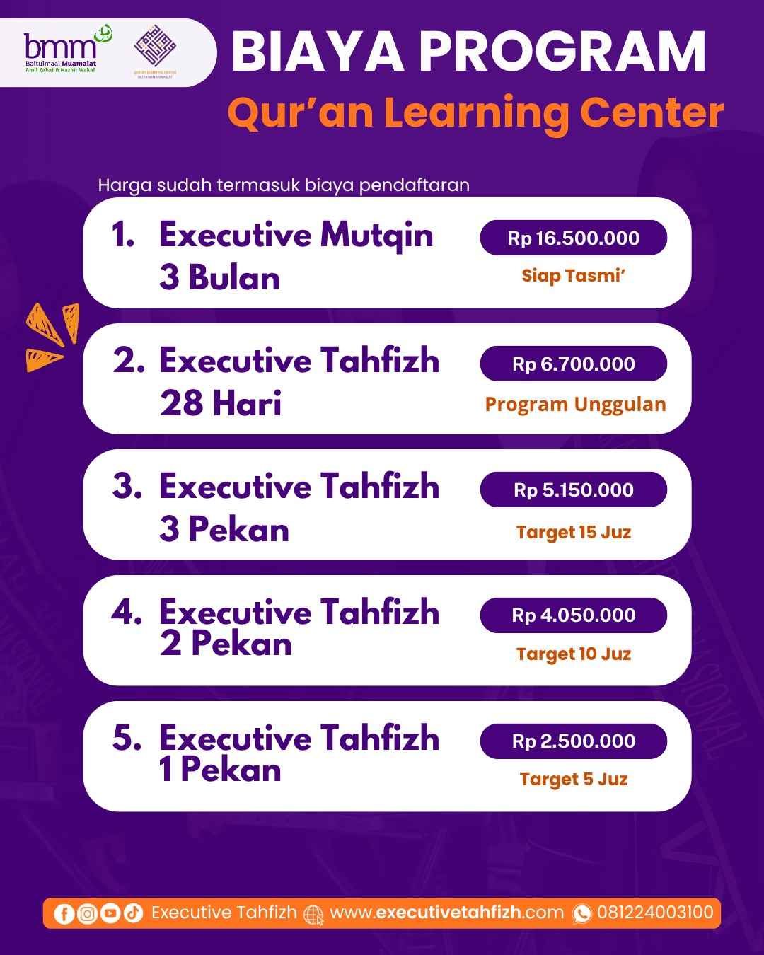 Biaya Program Quran Learning Center Yogyakarta